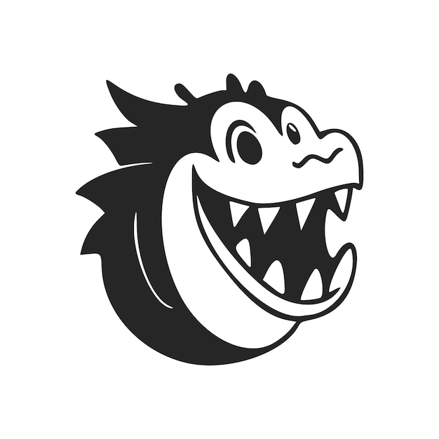 Logotipo básico en blanco y negro con cocodrilo atractivo y alegre