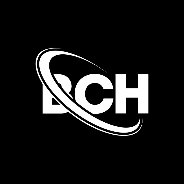 Vector el logotipo de bch, la letra bch, el diseño del logotipo, las iniciales, el logotipo bch vinculado con un círculo y un monograma en mayúsculas, la tipografía bch para el negocio tecnológico y la marca inmobiliaria.