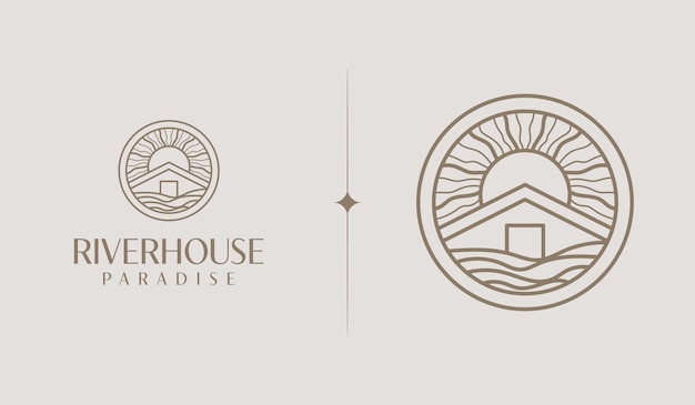 Logotipo de Beach House Resort Símbolo creativo premium universal Plantilla de logotipo de icono de signo vectorial Ilustración vectorial