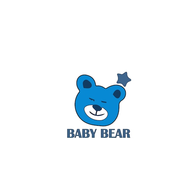 un logotipo de bebé azul con un oso azul en el frente