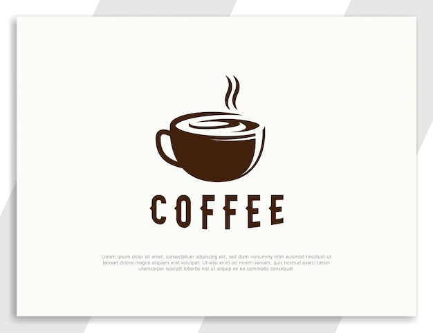 Logotipo de bebida de café caliente plano con concepto de diseño de taza
