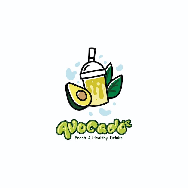 Vector logotipo de bebida fresca de batido de aguacate