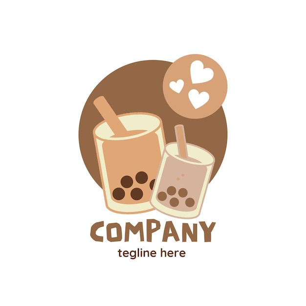 Logotipo de bebida lúdico con té de burbujas y estilo divertido