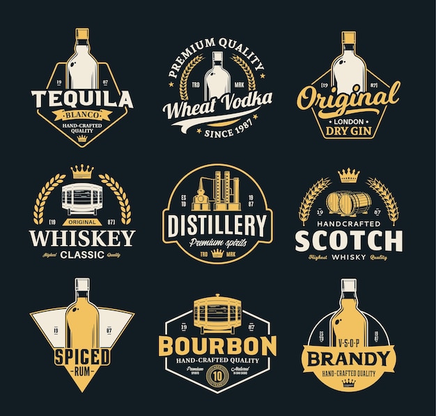 El logotipo de las bebidas alcohólicas Vector Vintage