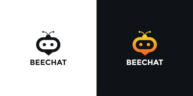 Logotipo de beechat con carácter de abeja para logotipo de mensaje