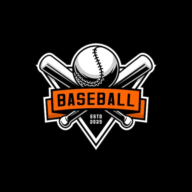 Logotipo de béisbol con bate y pelota