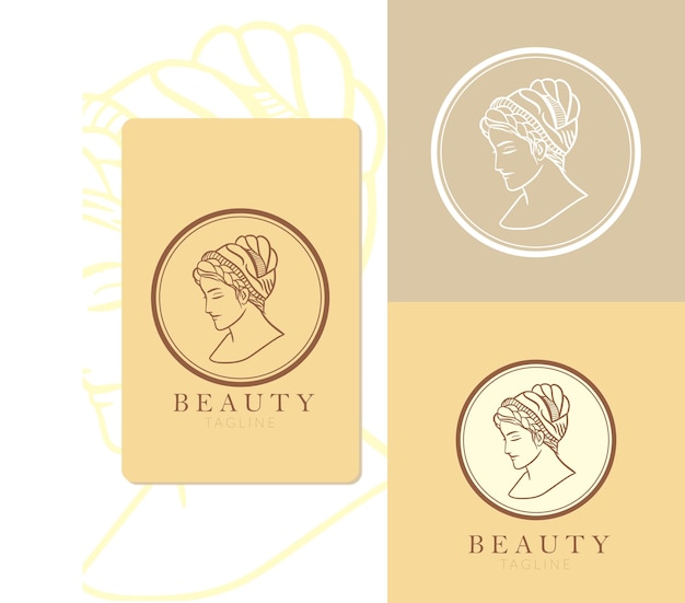 Logotipo de belleza con colección de fondo vintage