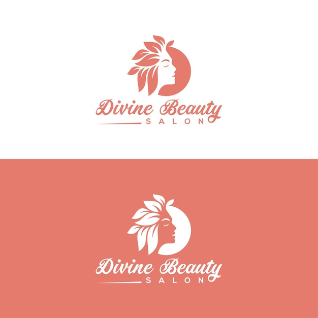 logotipo de belleza divina, logotipo de salón, diseño de logotipo minimalista y empresarial en plantilla vectorial.