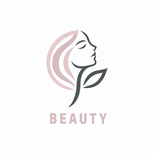 Logotipo de belleza con imagen de mujer con una combinación de 2 colores