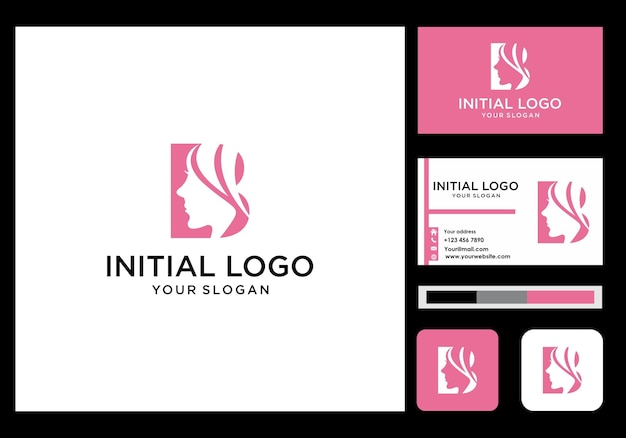 Logotipo de belleza inicial b e icono de tarjeta de visita