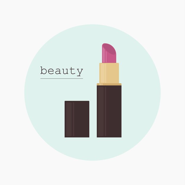 Logotipo de belleza de lápiz labial vectorial en círculo verde suave claro