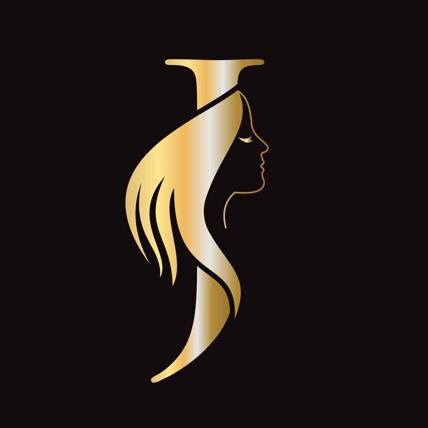 Logotipo de belleza en la letra J Concepto con símbolo de cara de mujer Logotipo de moda Diseño de logotipo de spa
