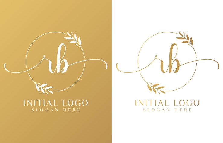 Vector logotipo de belleza de letra rb con ornamento florido