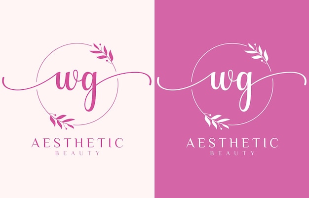 Logotipo de belleza de la letra W con ornamento florido