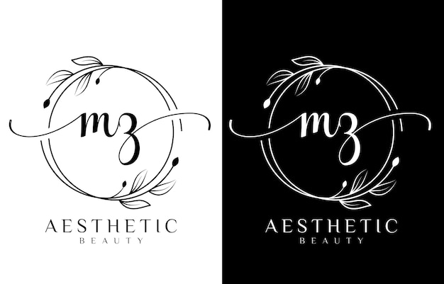 Logotipo de belleza de la letra Z con ornamento florido