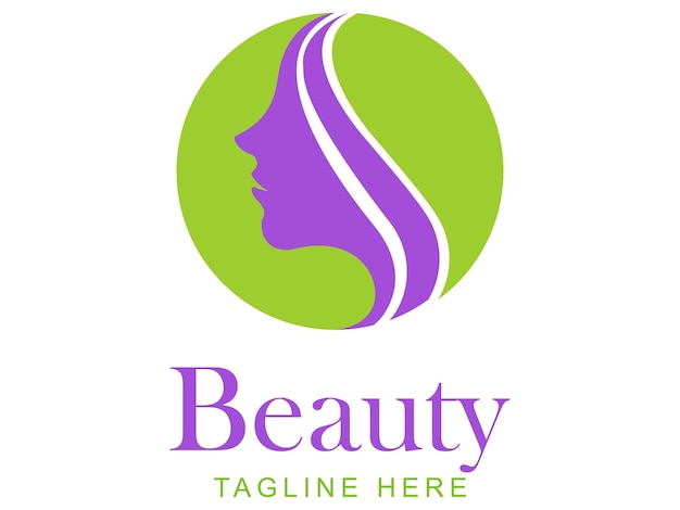 Vector logotipo de belleza logotipo con sombra de mujer y hojas