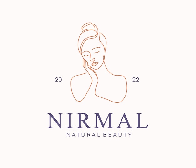 Logotipo de belleza de lujo mínimo con estilo de arte lineal