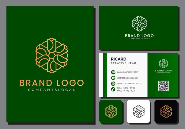 logotipo de belleza de lujo con plantilla de tarjeta de visita