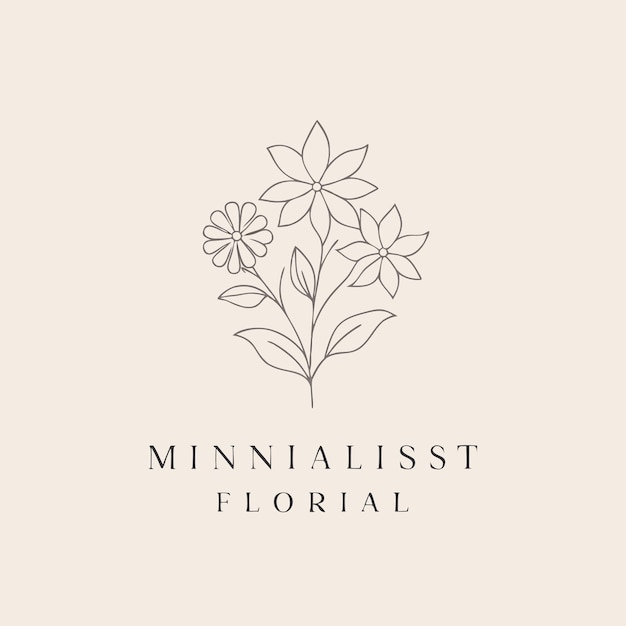 logotipo de belleza minimalista de flores dibujadas a mano