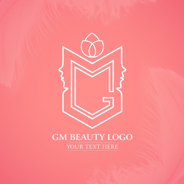 Logotipo de belleza monograma gm con fondo rosa