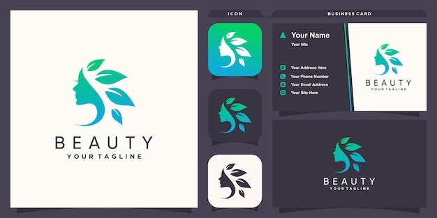 Logotipo de belleza natural con concepto creativo fresco y moderno Vector Premium