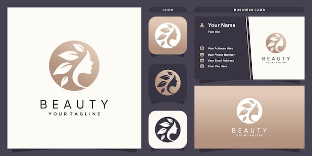 Logotipo de belleza natural con concepto creativo fresco y moderno Vector Premium