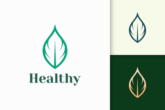 Logotipo de belleza o salud en forma de hoja simple