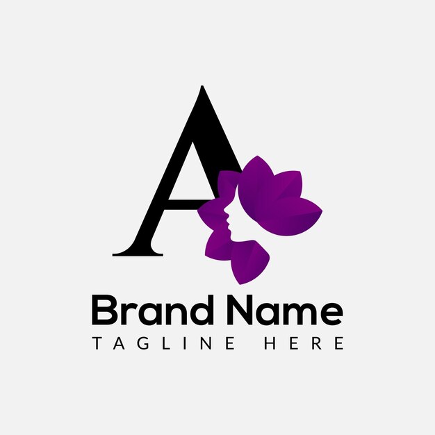 Logotipo de belleza en la plantilla de letra A Belleza en una letra Concepto de signo de moda y belleza inicial