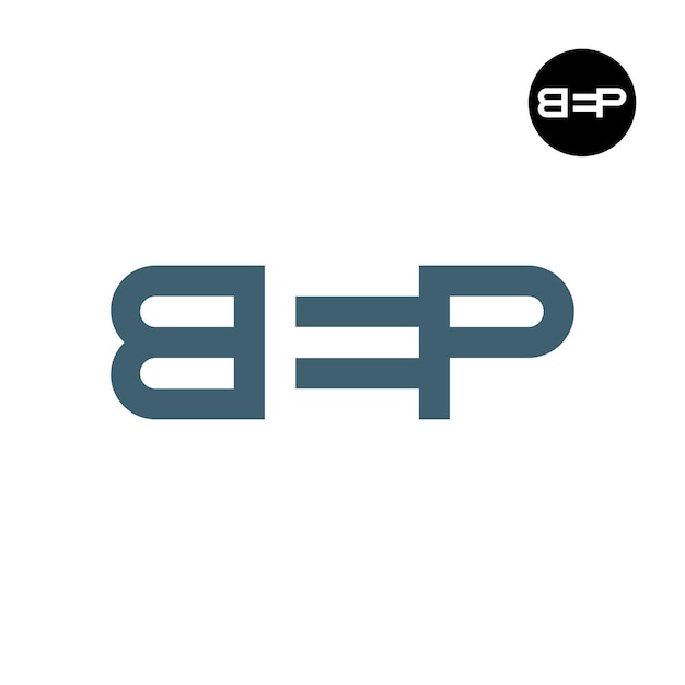 El logotipo de BEP tiene una letra de espacio negativo.