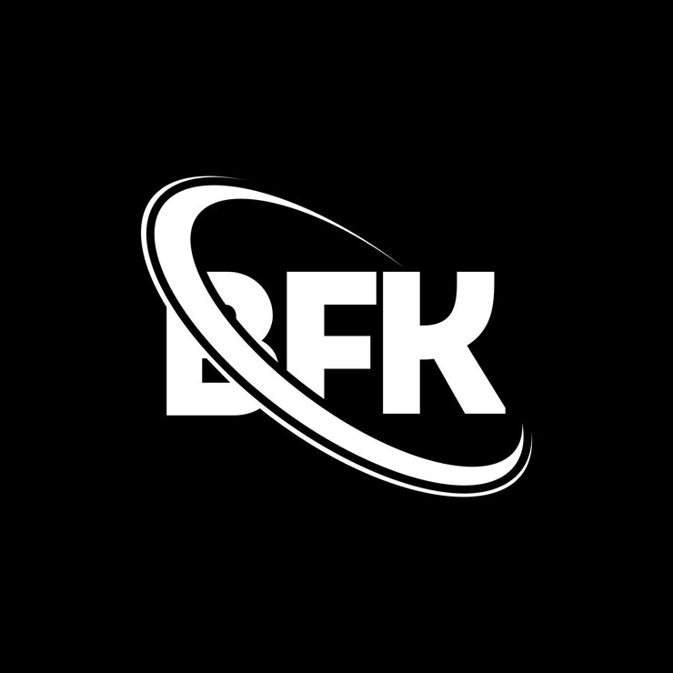 Vector logotipo bfk bfk letra bfk letra diseño del logotipo iniciales bfk logotipo vinculado con círculo y mayúscula monograma logotipo bfk tipografía para negocios de tecnología y marca inmobiliaria
