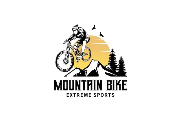 Logotipo de bicicleta de montaña plantilla de diseño de logotipo deportivo de bicicleta de montaña estilo libre