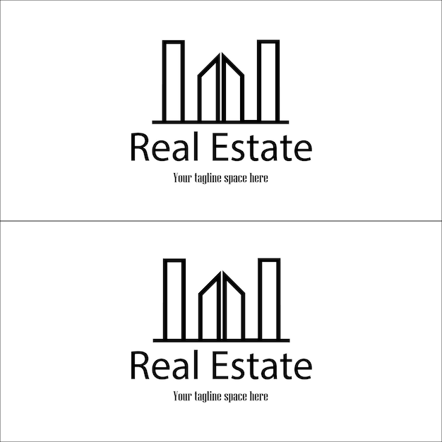 logotipo de bienes raíces con 4 casas
