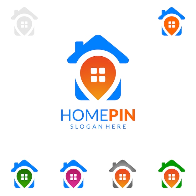 Logotipo de bienes raíces con la casa y encontrar el concepto de casa