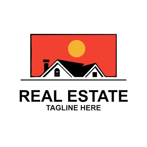 un logotipo de bienes raíces con una casa.