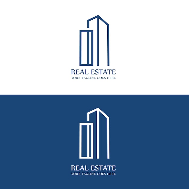 Logotipo de bienes raíces de edificios de arquitectura y plantilla de edificios coloridos