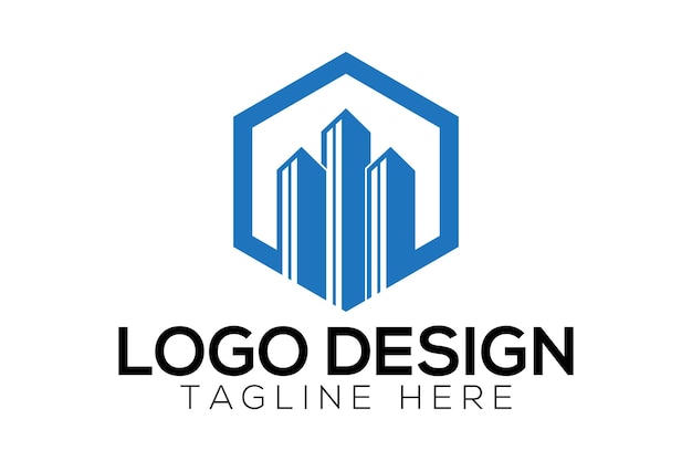 Logotipo de bienes raíces hexagonales