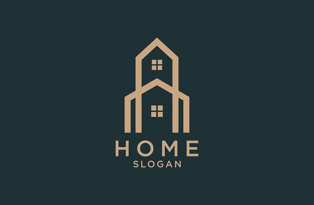 Logotipo de bienes raíces logotipo de cuidado del hogar logotipo de casa y línea logotipo de hogar y edificio modelo de logotipo vectorial de lujo