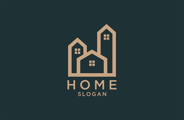 Logotipo de bienes raíces logotipo de cuidado del hogar logotipo de casa y línea logotipo de hogar y edificio modelo de logotipo vectorial de lujo