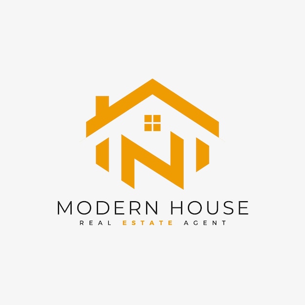 Logotipo de bienes raíces minimalista de color amarillo vectorial gratuito