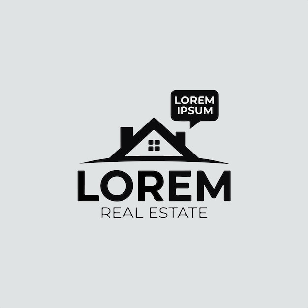 un logotipo para bienes raíces se muestra en blanco y negro
