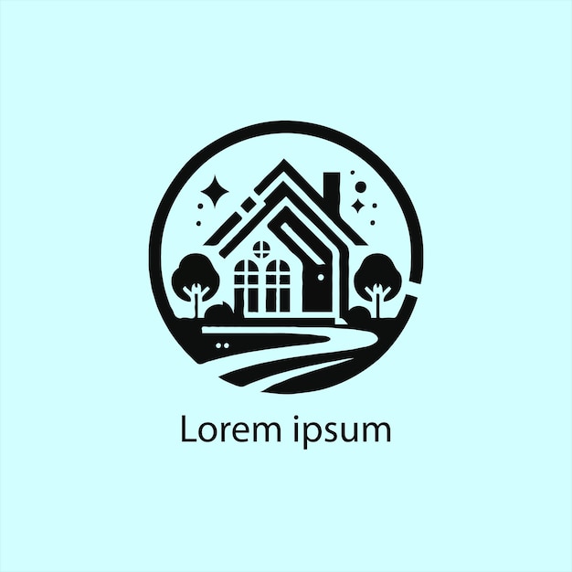 un logotipo de bienes raíces negro con fondo blanco