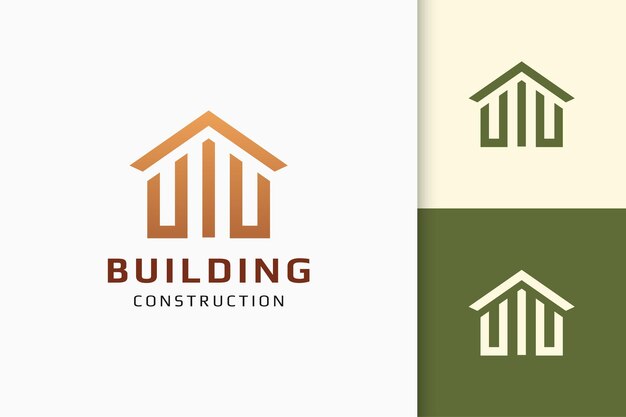 Logotipo de bienes raíces o vivienda en forma simple y moderna.