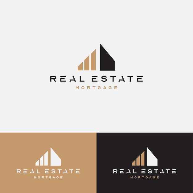 Logotipo de bienes raíces de oro negro Arquitectura de construcción Estampa de diseño de logotipo de edificio