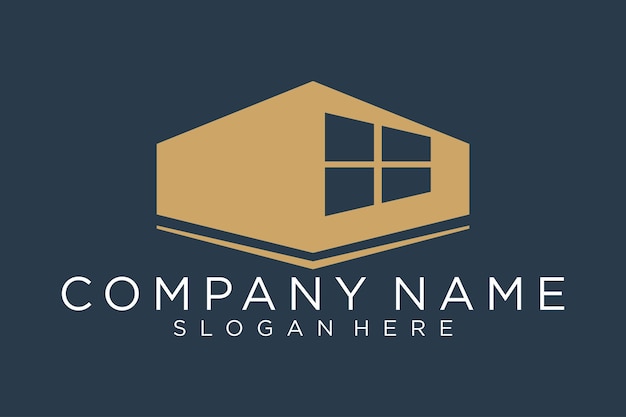 Logotipo de bienes raíces de oro