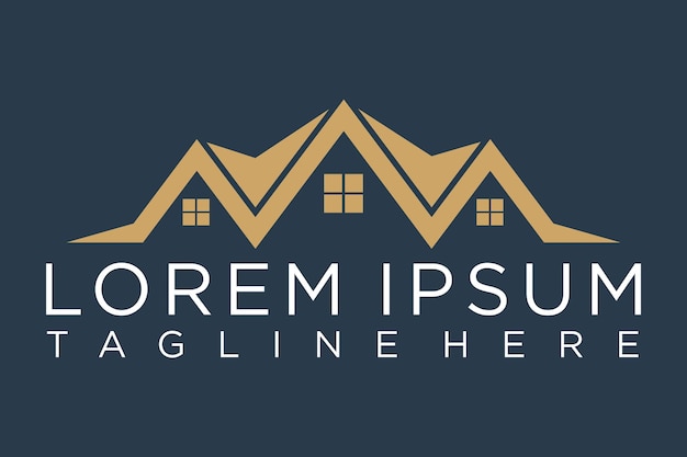 Logotipo de bienes raíces de oro