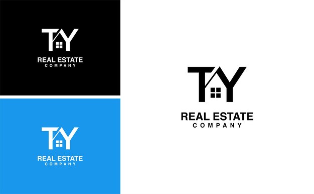 logotipo de bienes raíces con plantilla inicial de vector de hogar TY