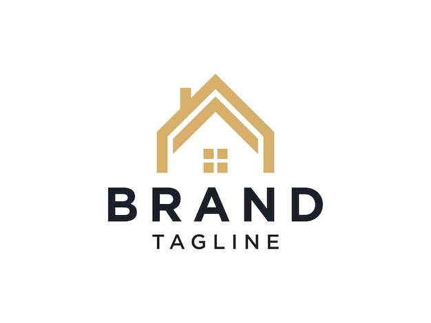 Logotipo de bienes raíces. Símbolo de la casa de formas geométricas de oro aislado sobre fondo blanco.
