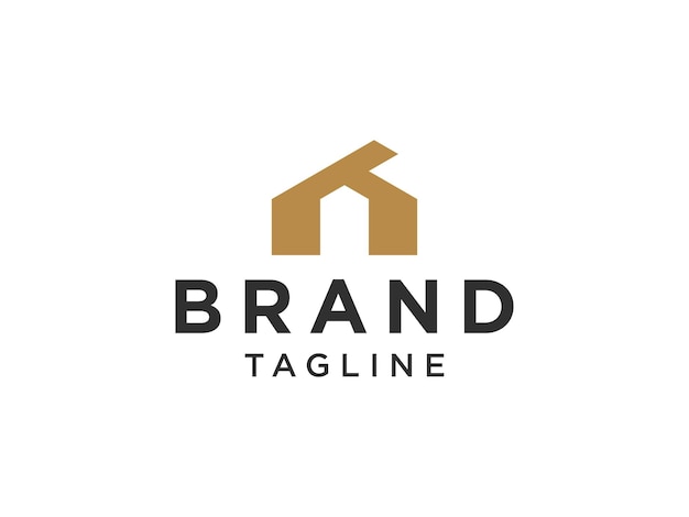 Logotipo de bienes raíces. Símbolo de la casa de oro Estilo lineal geométrico aislado sobre fondo blanco.