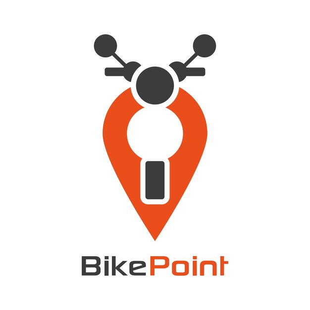 Logotipo de Bike Space, mapa creativo de ubicación, moderno, vector, ilustración