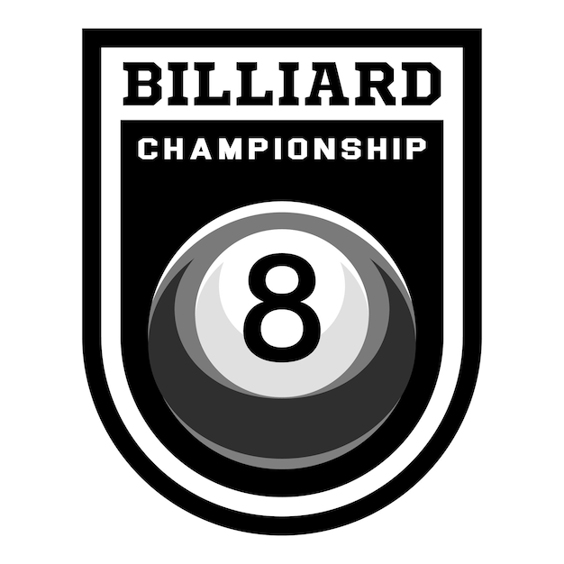 Logotipo de billar. Color de bola negra con el número ocho. 8. Juego de billar. Snooker.
